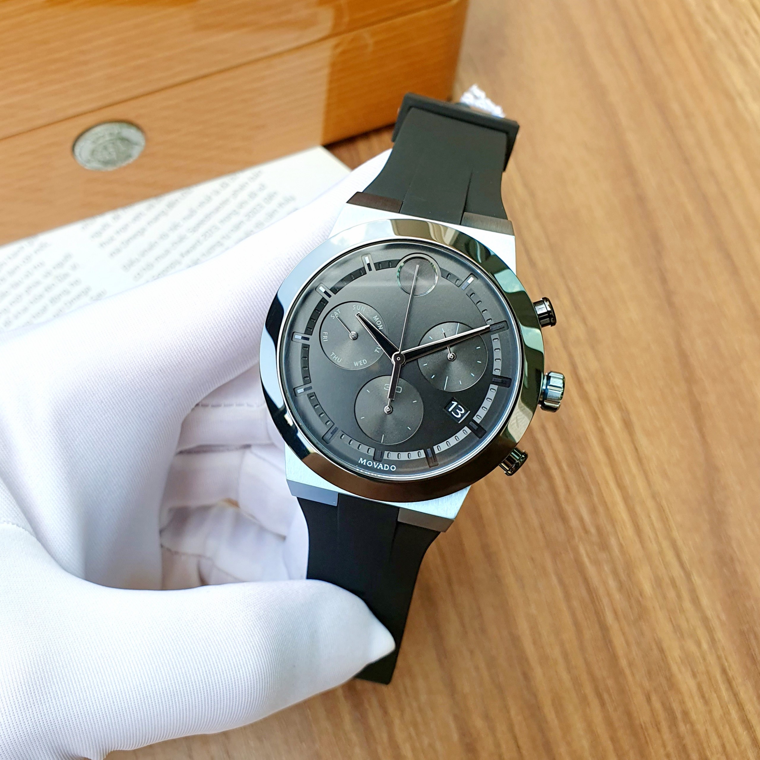 Giá Đồng Hồ Movado Nam Bold Fusion Chronograph Quartz Black Dial Rubber Black Men's Watch 3600713