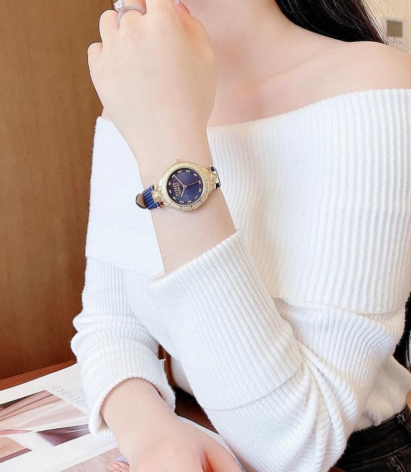Đồng Hồ Nữ Versus mẫu mới thật xinh với dây da xanh navy đẹp mặn mà