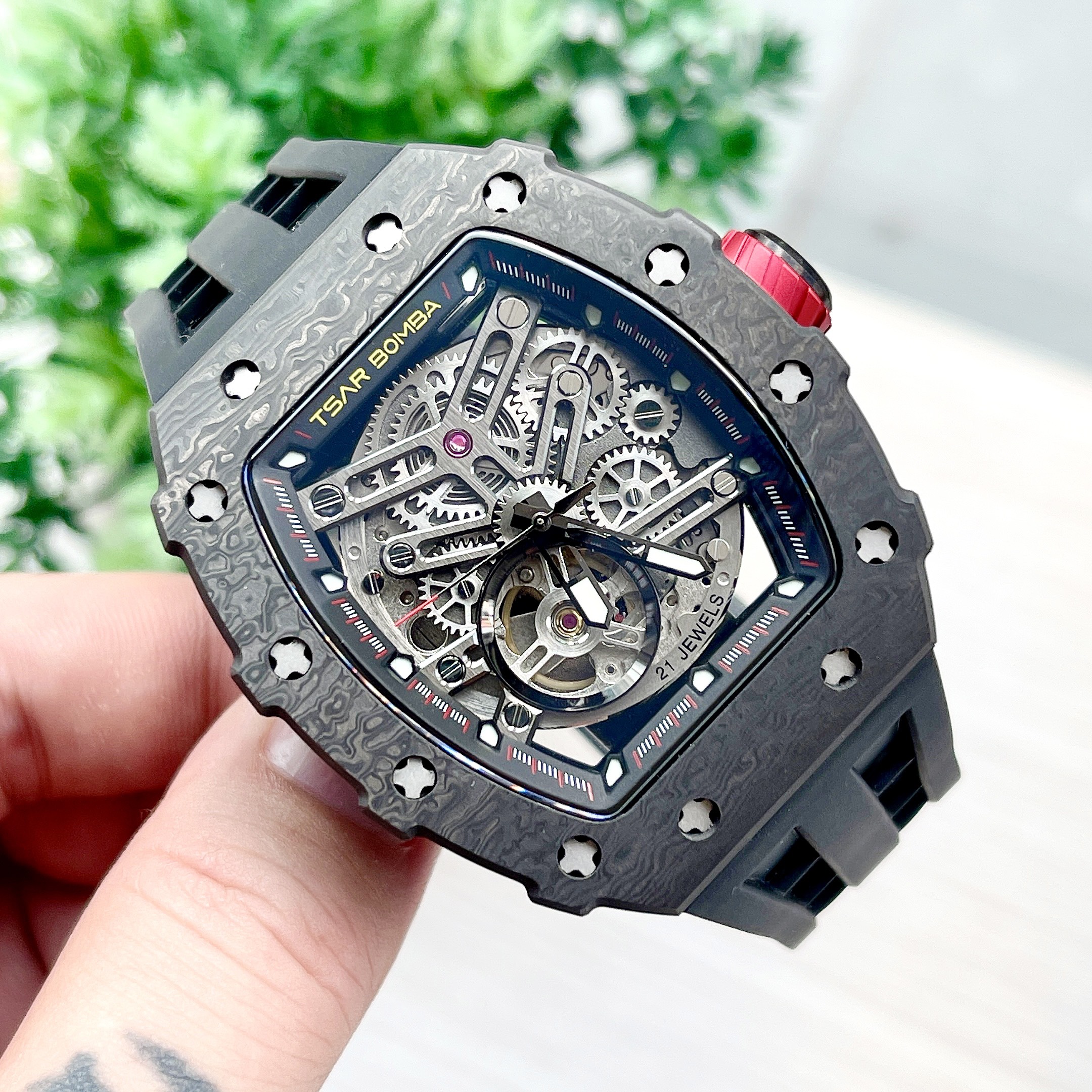 Đồng Hồ TSAR BOMBA Carbon Fiber Skeleton Automatic