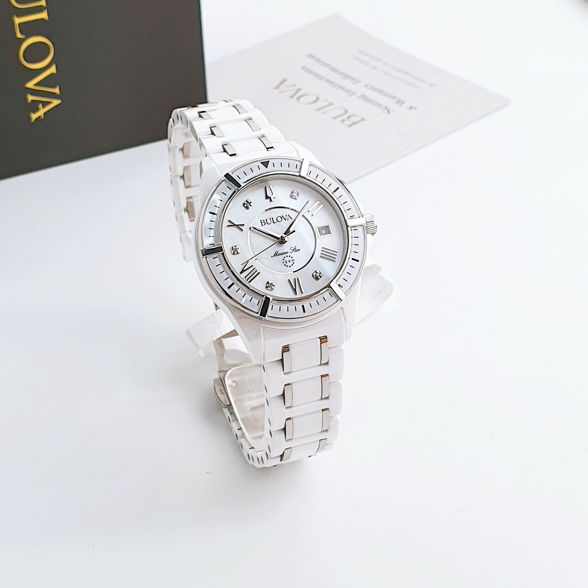 Đồng Hồ Bulova Marine Star Bạc xà cừ Mặt số kim cương