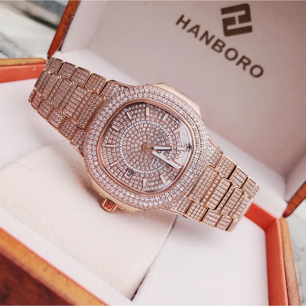 Đồng Hồ Huboler Nam Automatic Đính Full Đá Rose Gold Authentic 40mm