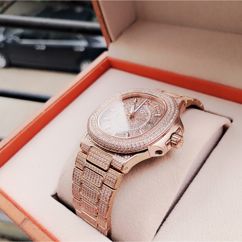 Đồng Hồ Huboler Nam Automatic Đính Full Đá Rose Gold Authentic 40mm