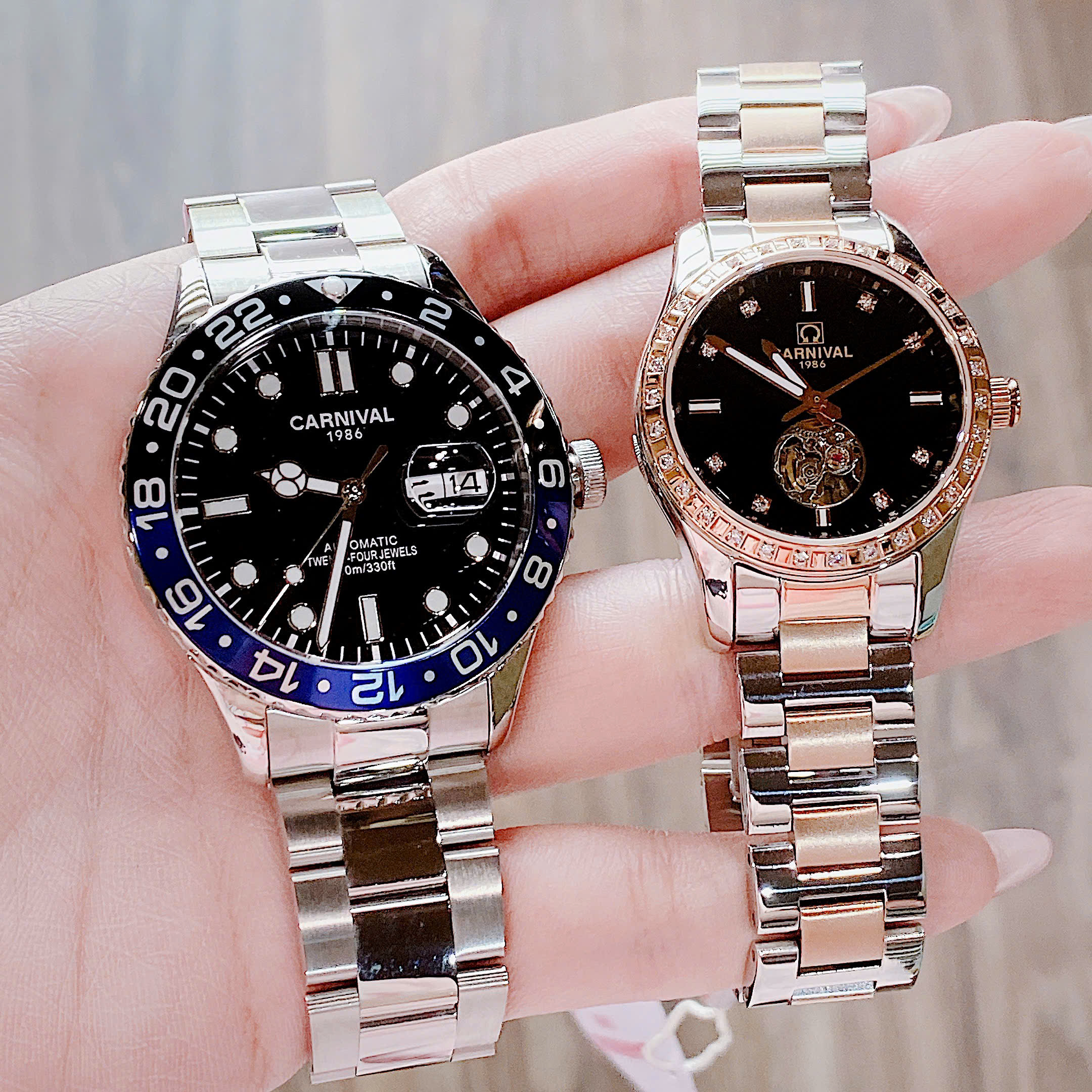 Đồng Hồ Cặp Đôi Carnival Submariner 8152G-VT-D1 – Thiết Kế Thể Thao, Sapphire, Automatic Nhật Bản