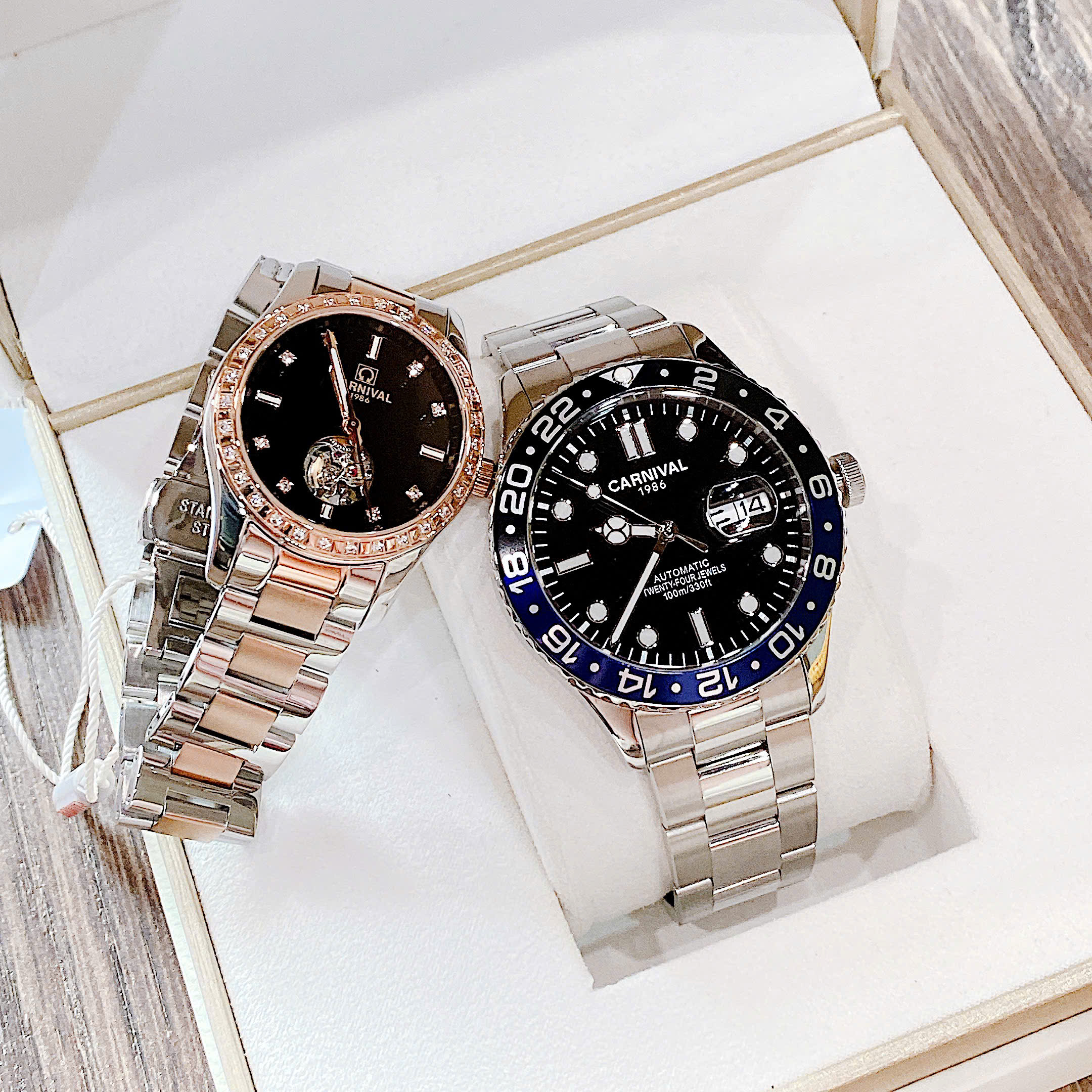 Đồng Hồ Cặp Đôi Carnival Submariner 8152G-VT-D1 – Thiết Kế Thể Thao, Sapphire, Automatic Nhật Bản