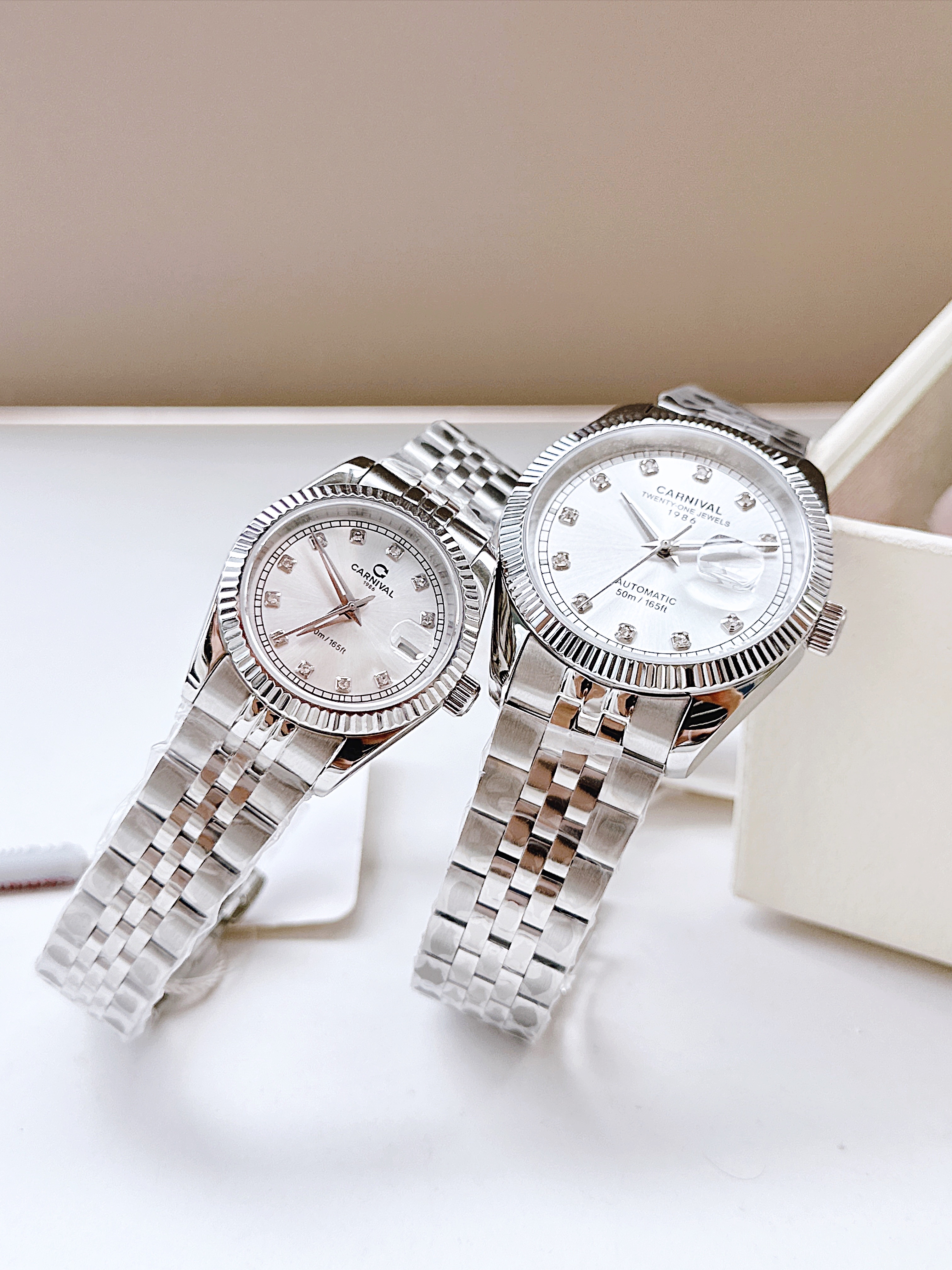Đồng Hồ Cặp Đôi Carnival 8131L-VT-T & 8131G-VT-T – Thiết Kế Sang Trọng, Sapphire Nguyên Khối, Automatic & Quartz