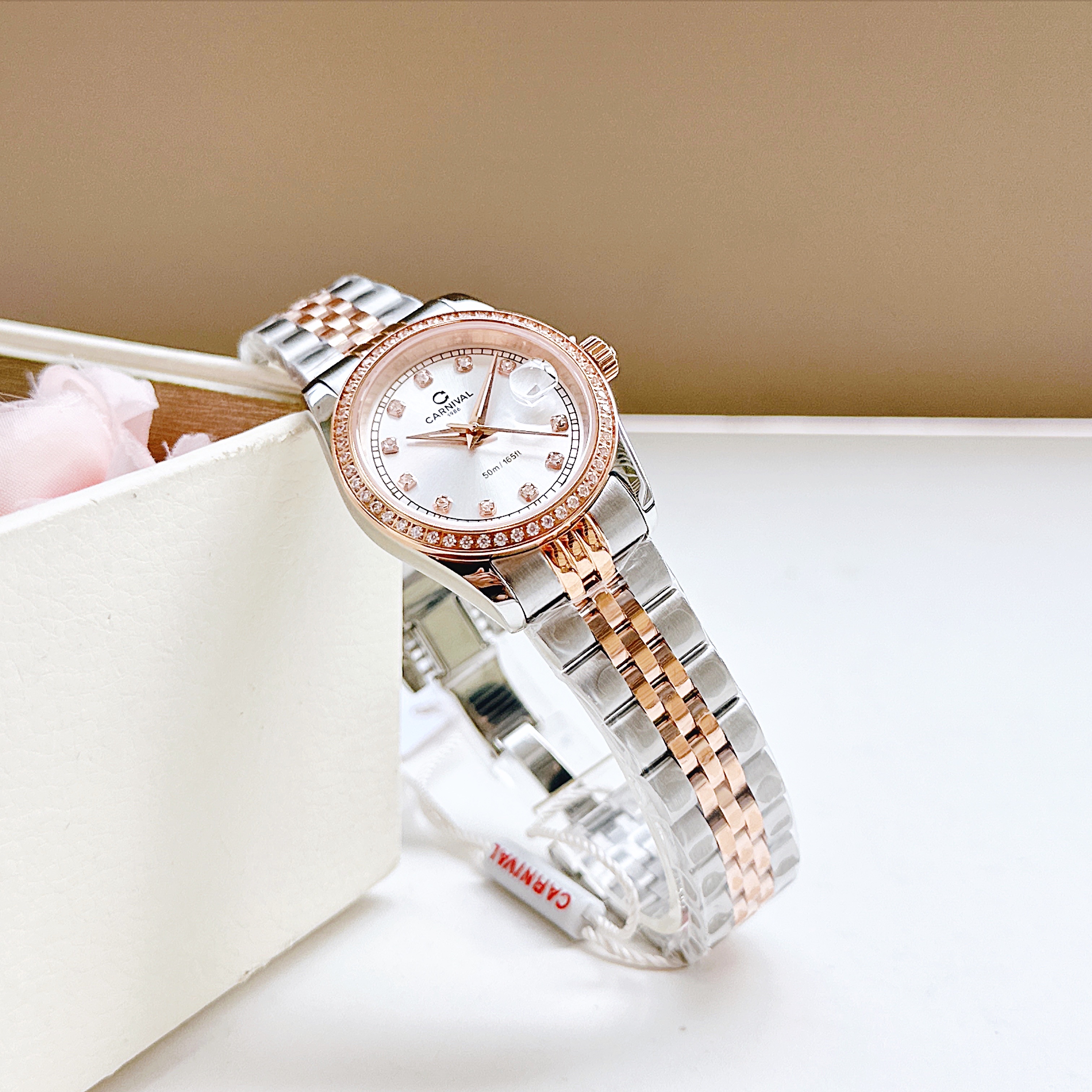 Đồng Hồ Cặp Đôi Carnival 8131 – Thiết Kế Lấy Cảm Hứng Từ Phong Cách Rolex, Sapphire Nguyên Khối, Thép 316L