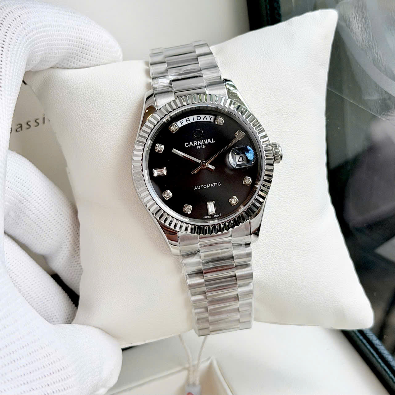 Đồng Hồ Carnival Automatic 8239G-VT-D Màu Đen Nam – Tiểu Rolex Day-Date, Automatic Japan, Sapphire 38mm