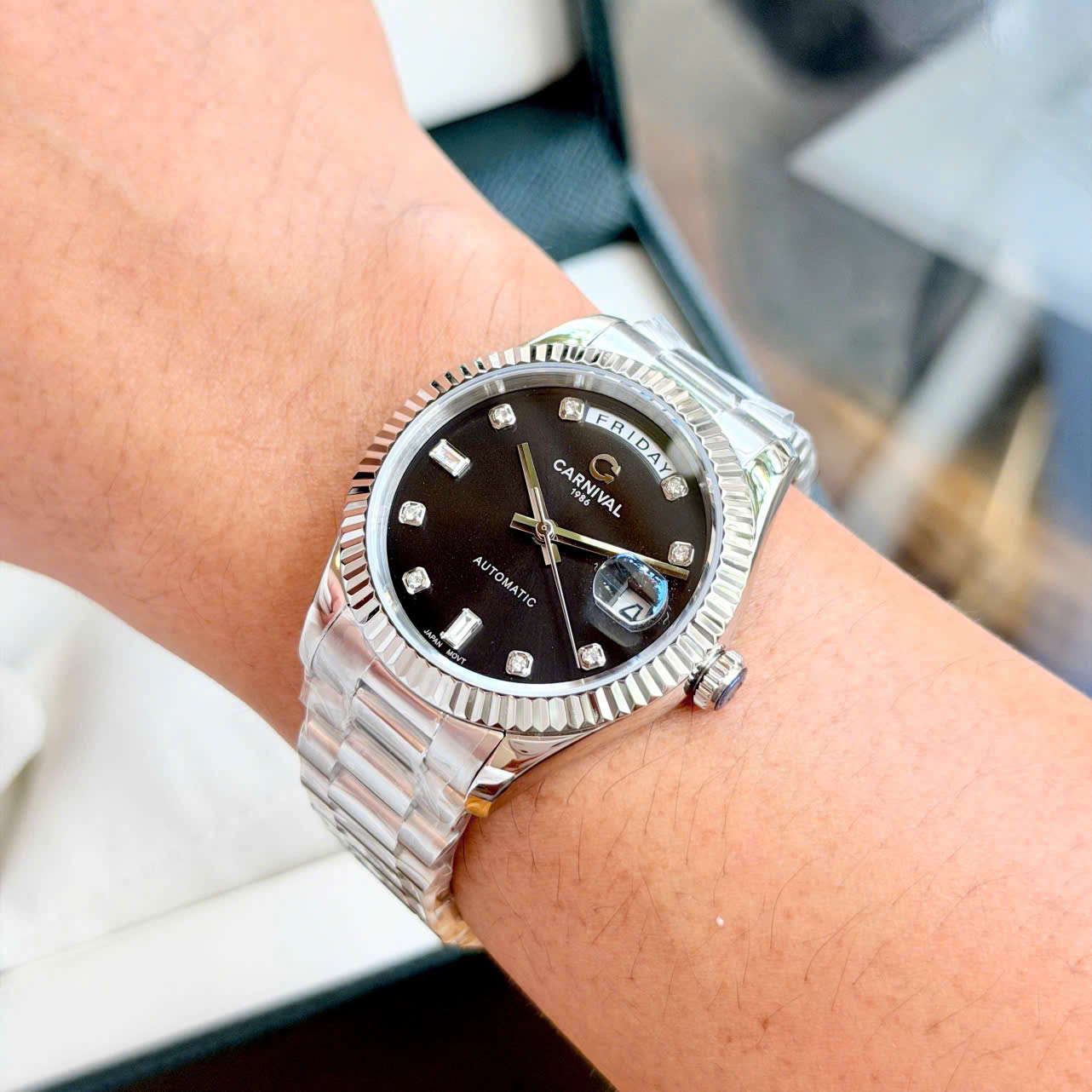 Đồng Hồ Carnival Automatic 8239G-VT-D Màu Đen Nam – Tiểu Rolex Day-Date, Automatic Japan, Sapphire 38mm