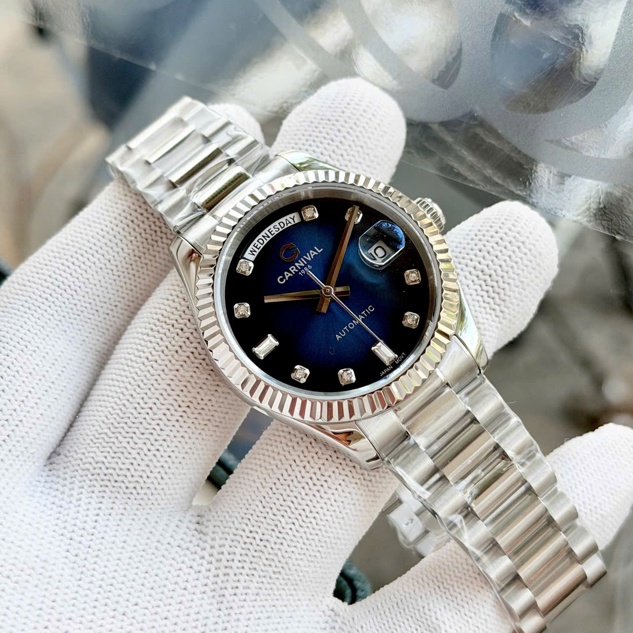 Đồng Hồ Carnival Automatic 8239G-VT-X Màu Xanh Nam – Tiểu Rolex Day-Date, Automatic Japan, Sapphire 38mm