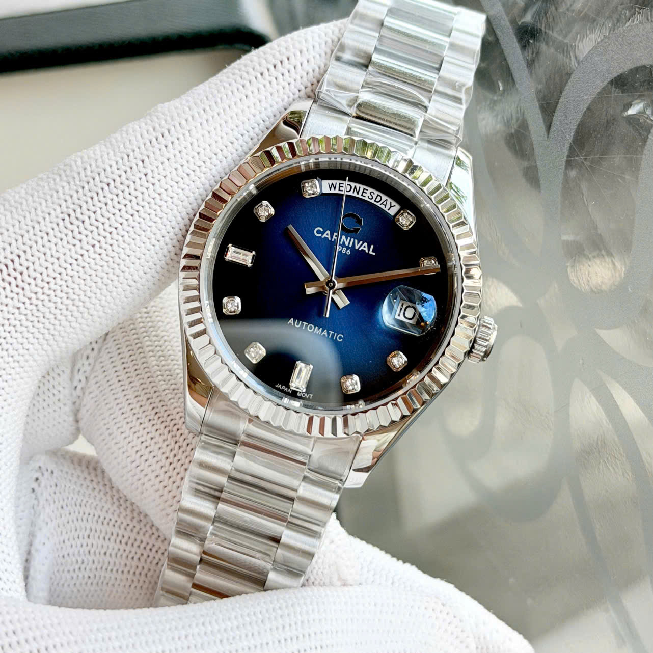 Đồng Hồ Carnival Automatic 8239G-VT-X Màu Xanh Nam – Tiểu Rolex Day-Date, Automatic Japan, Sapphire 38mm