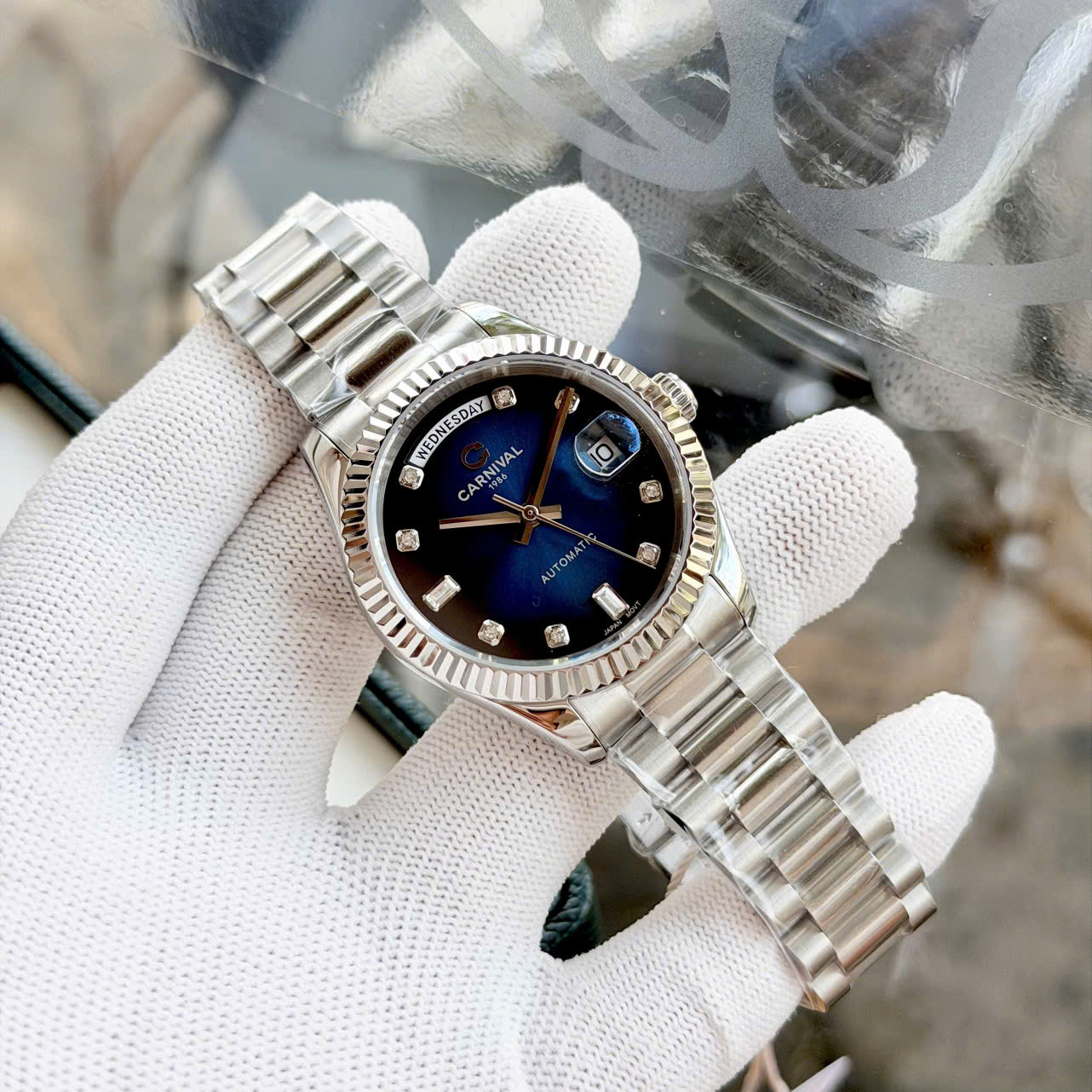 Đồng Hồ Carnival Automatic 8239G-VT-X Màu Xanh Nam – Tiểu Rolex Day-Date, Automatic Japan, Sapphire 38mm