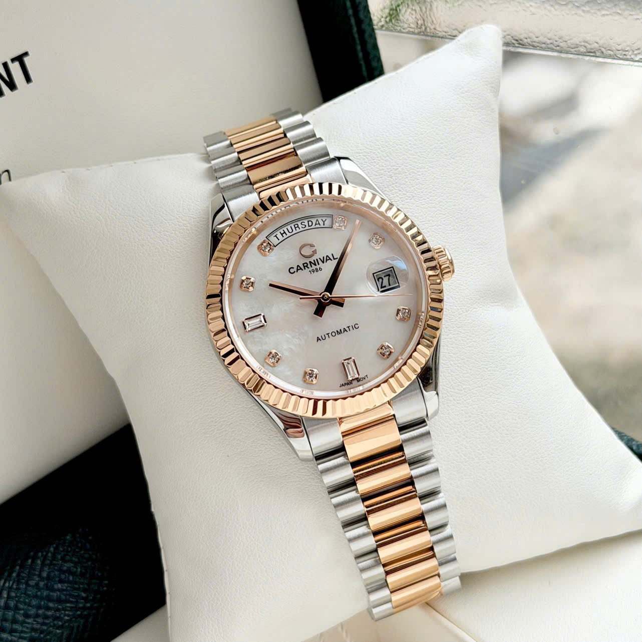 Đồng Hồ Carnival Automatic 8239G-CH-T Nam Tiểu Rolex Day-Date – Automatic Japan, Sapphire, Size 38mm