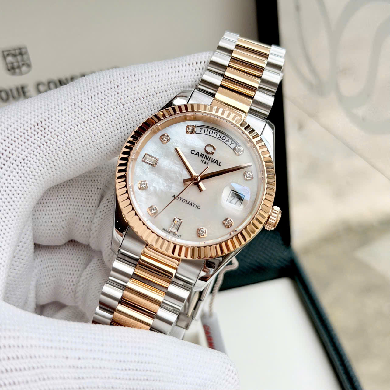 Đồng Hồ Carnival Automatic 8239G-CH-T Nam Tiểu Rolex Day-Date – Automatic Japan, Sapphire, Size 38mm