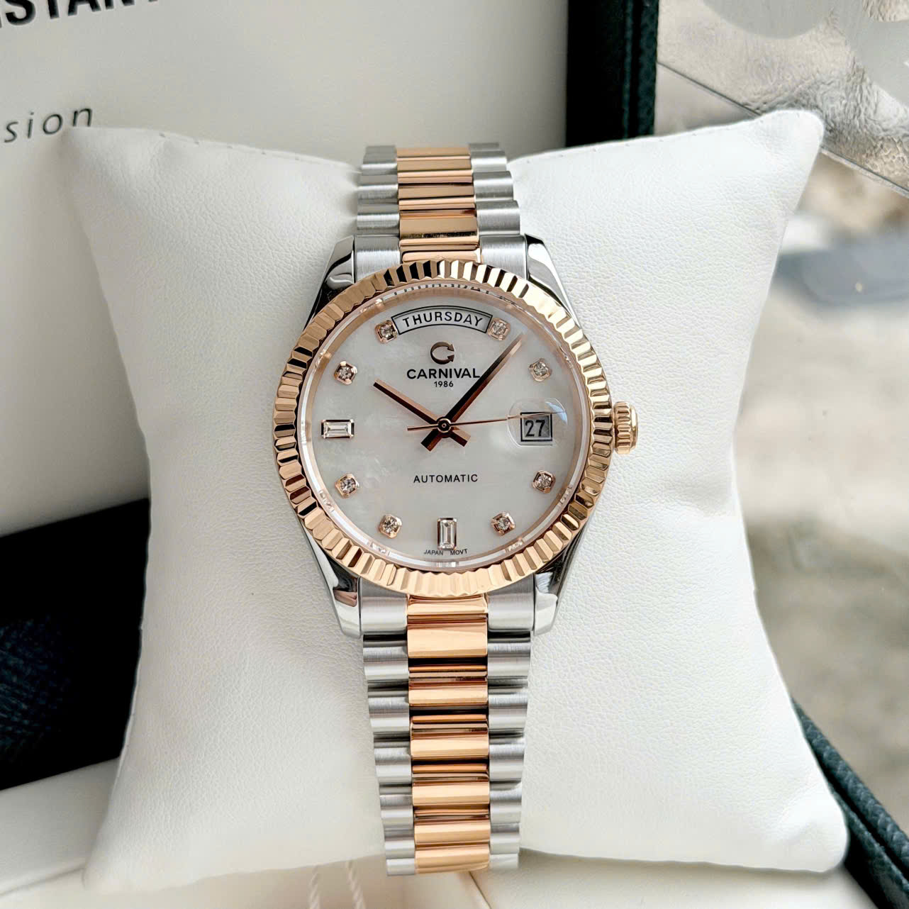 Đồng Hồ Carnival Automatic 8239G-CH-T Nam Tiểu Rolex Day-Date – Automatic Japan, Sapphire, Size 38mm
