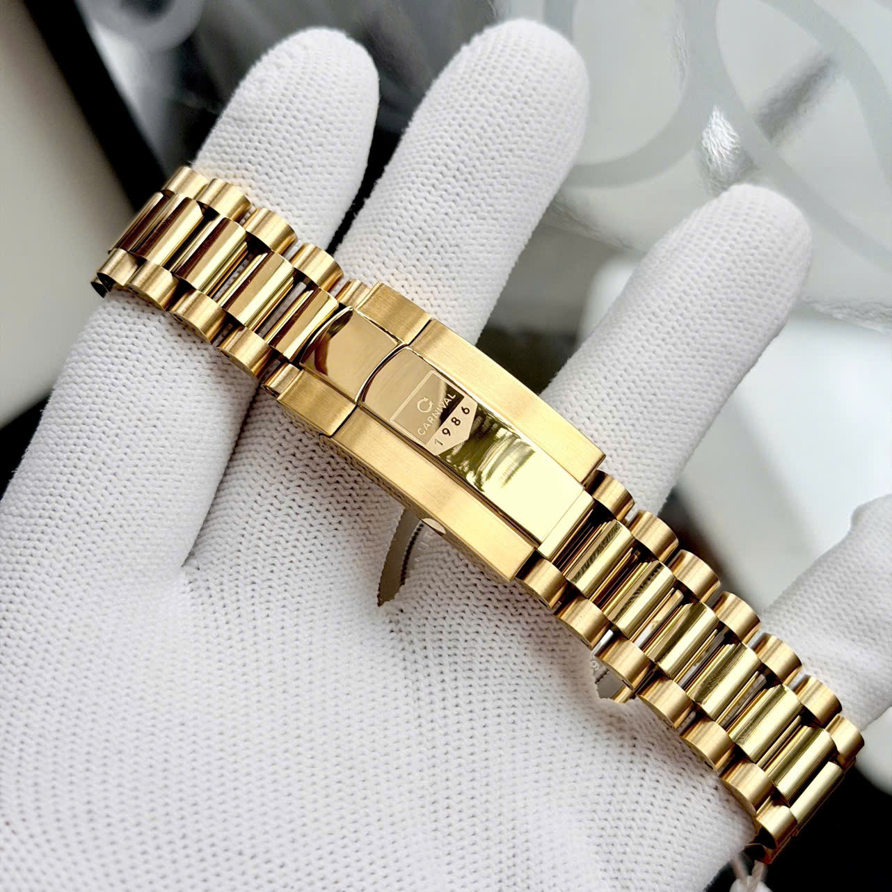 Đồng Hồ Nam Carnival 8239G-VV-XL – Rolex Style, Mặt Xanh, Dây Mạ Vàng, Automatic Japan