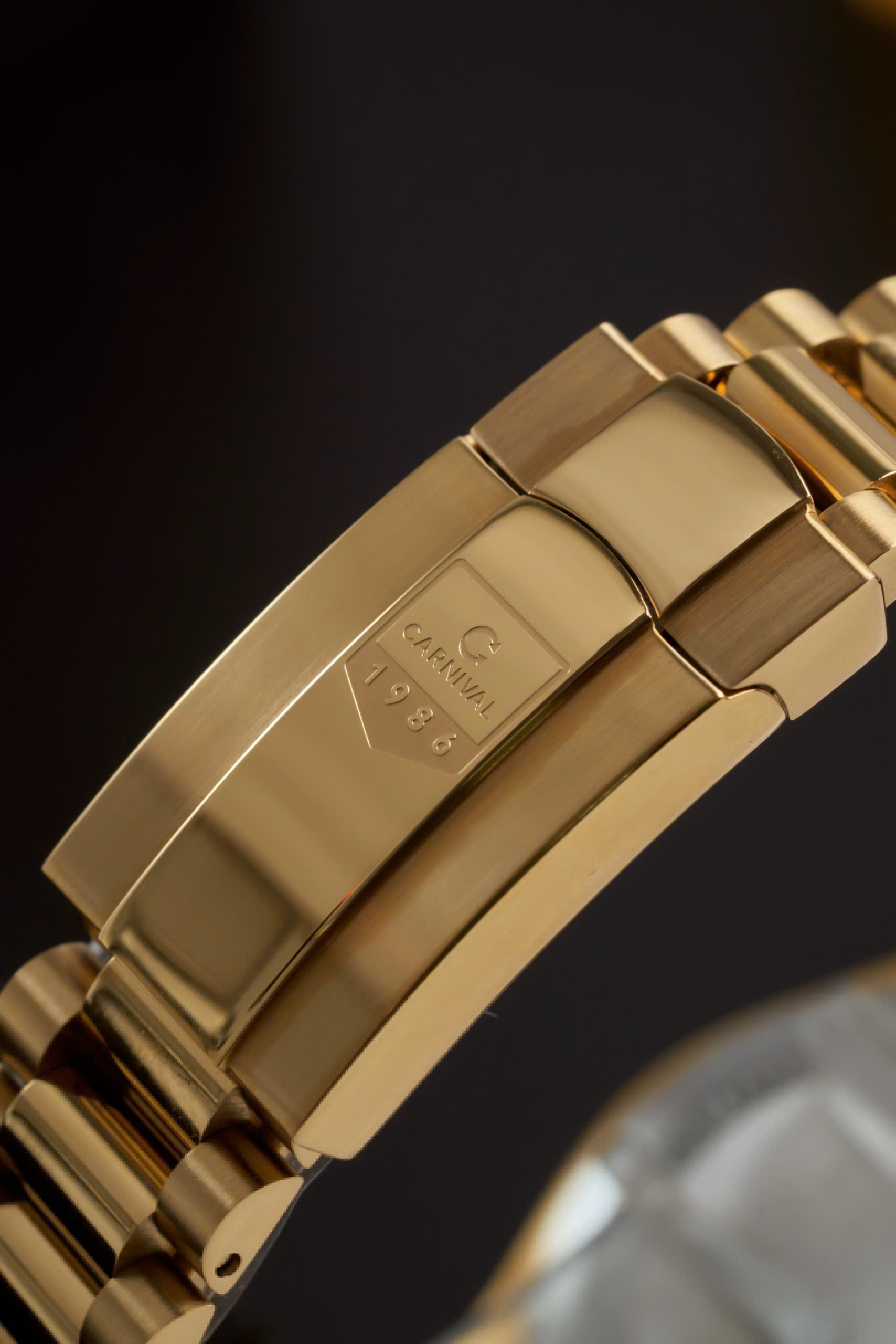 Đồng Hồ Carnival Automatic tiểu rolex style Day Date 8239G-VV-TK 38mm Mặt Khảm Trai – Dây President, Automatic Japan, Sapphire, Thép 316L
