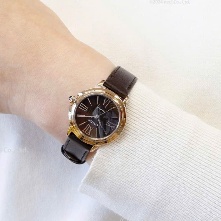 Đồng Hồ Citizen L Ceci Eco-Drive EM1163-09X Nữ Mặt Nâu Chocolate, Kính Sapphire, Vỏ Vàng Hồng