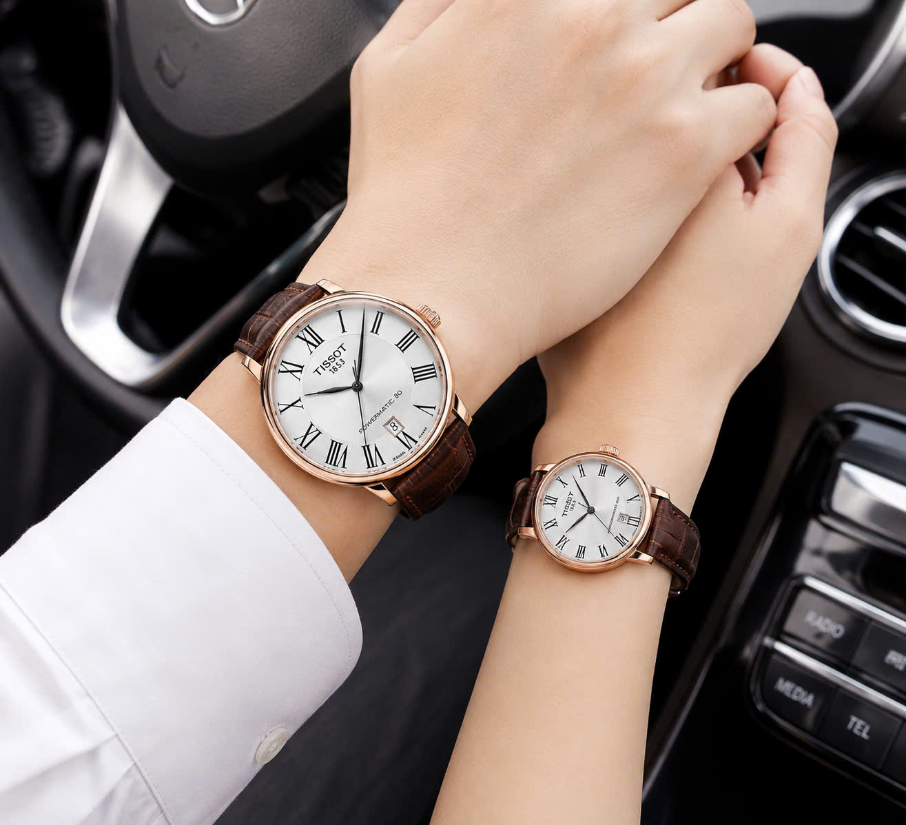 Đồng hồ Cặp Đôi Tissot Carson Premium Automatic T122.407.36.033.00 & T122.207.36.033.00 – Powermatic 80, Sapphire, Trữ Cót 80 Giờ