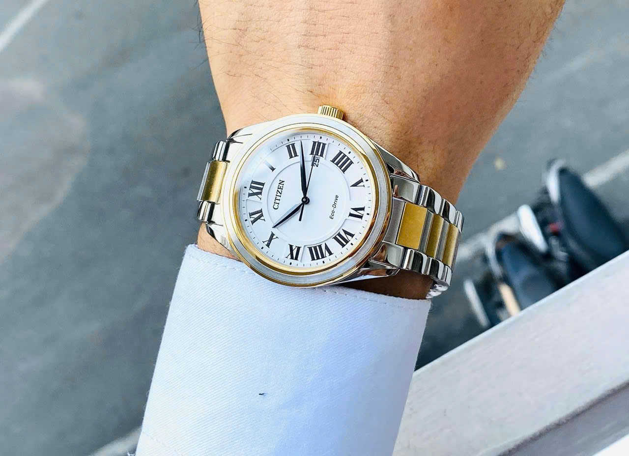 Đồng Hồ Citizen Arezzo AW1694-50A – Demi Vàng Trắng Sang Trọng, Eco-Drive, Sapphire 40mm