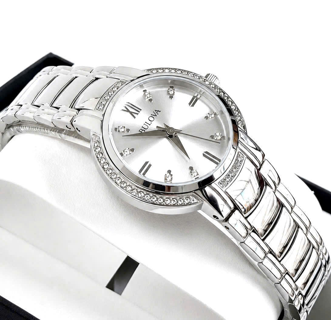 Đồng Hồ Bulova 96L280 Silver Viền Đá 8 Kim Cương – Vẻ Đẹp Thanh Lịch Đến Từ Thương Hiệu Đồng Hồ Mỹ Danh Tiếng