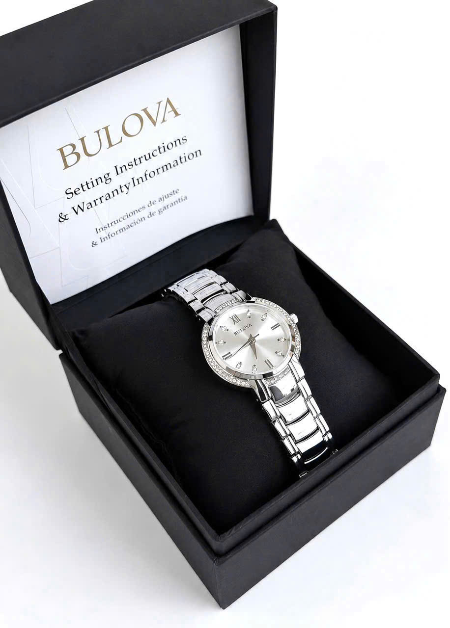 Đồng Hồ Bulova 96L280 Silver Viền Đá 8 Kim Cương – Vẻ Đẹp Thanh Lịch Đến Từ Thương Hiệu Đồng Hồ Mỹ Danh Tiếng