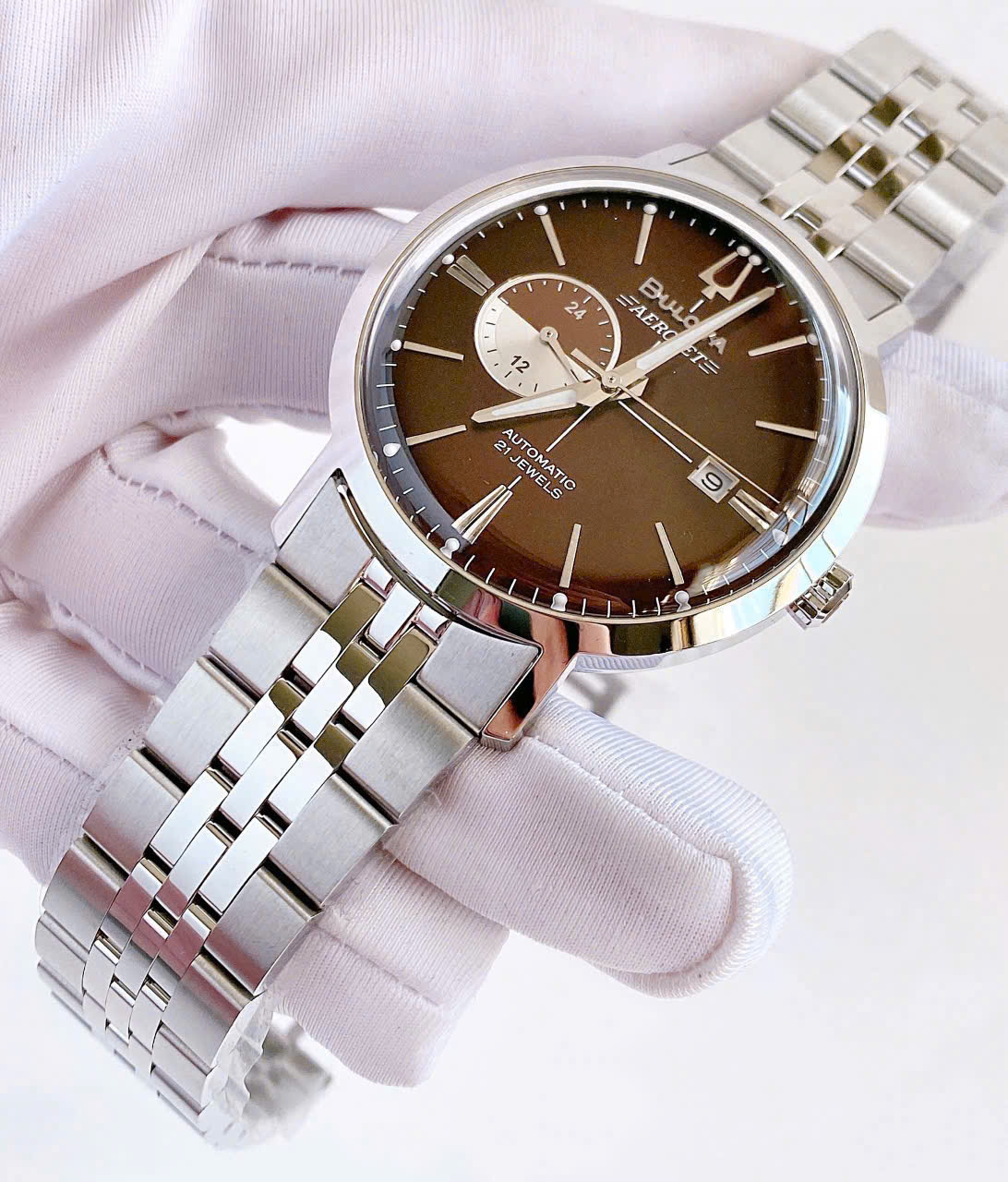 Đồng Hồ Bulova Aerojet Automatic 96B375 – Mặt Số Chocolate Thanh Lịch, Open Heart Đầy Cuốn Hút