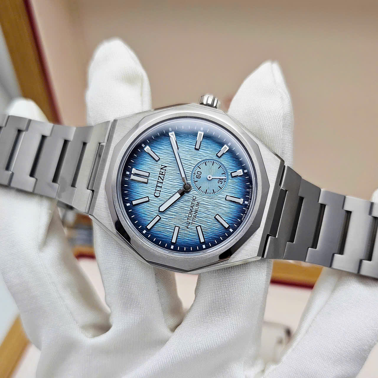 Đồng Hồ Nam Citizen Automatic Zenshin 60 Super Titanium NK5020-58L – Mặt Xanh Nhạt Chuyển Sắc, Super Titanium Siêu Nhẹ, Trữ Cót 60 Giờ