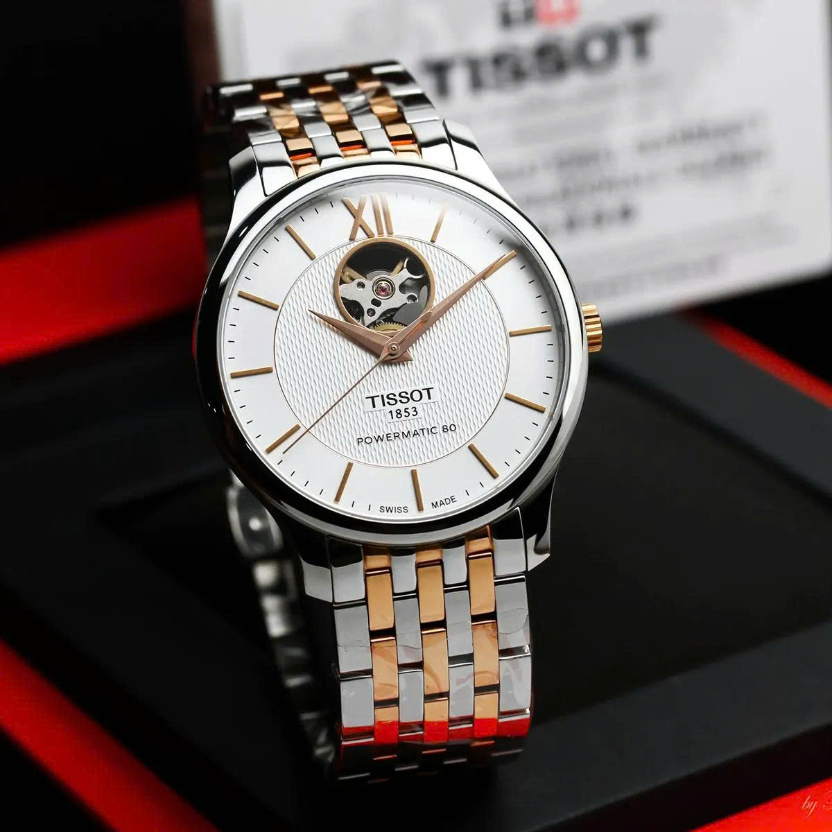 Đồng Hồ Tissot Tradition Open Heart T063.907.22.038.01 – Size 40mm, Power 80 Giờ, Sapphire, Demi Rose Gold