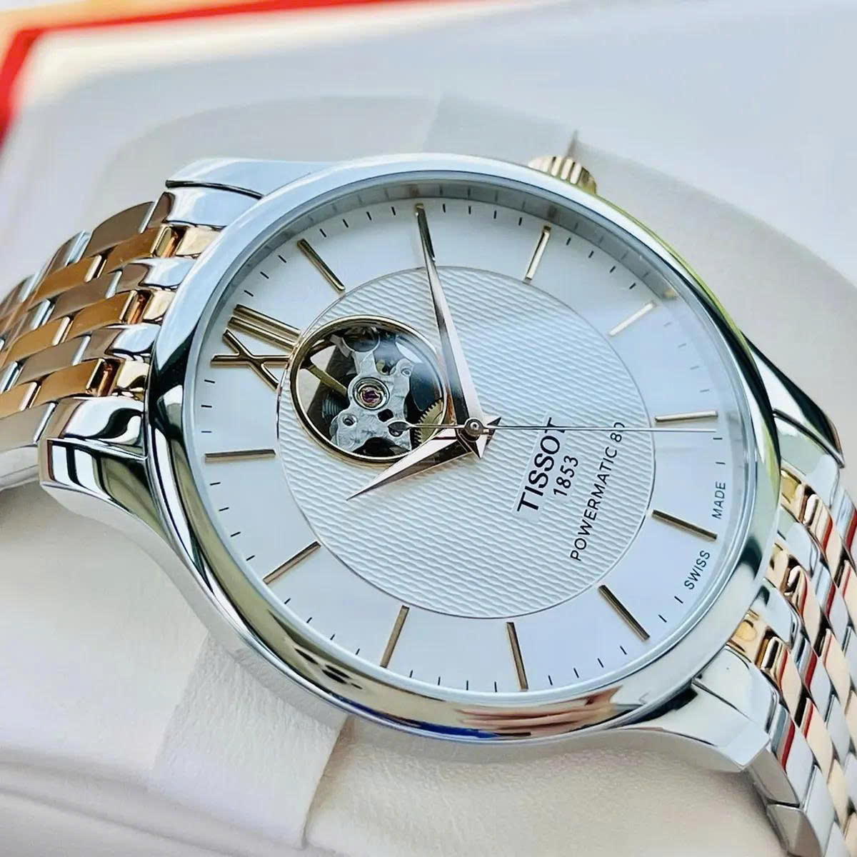 Đồng Hồ Tissot Tradition Open Heart T063.907.22.038.01 – Size 40mm, Power 80 Giờ, Sapphire, Demi Rose Gold