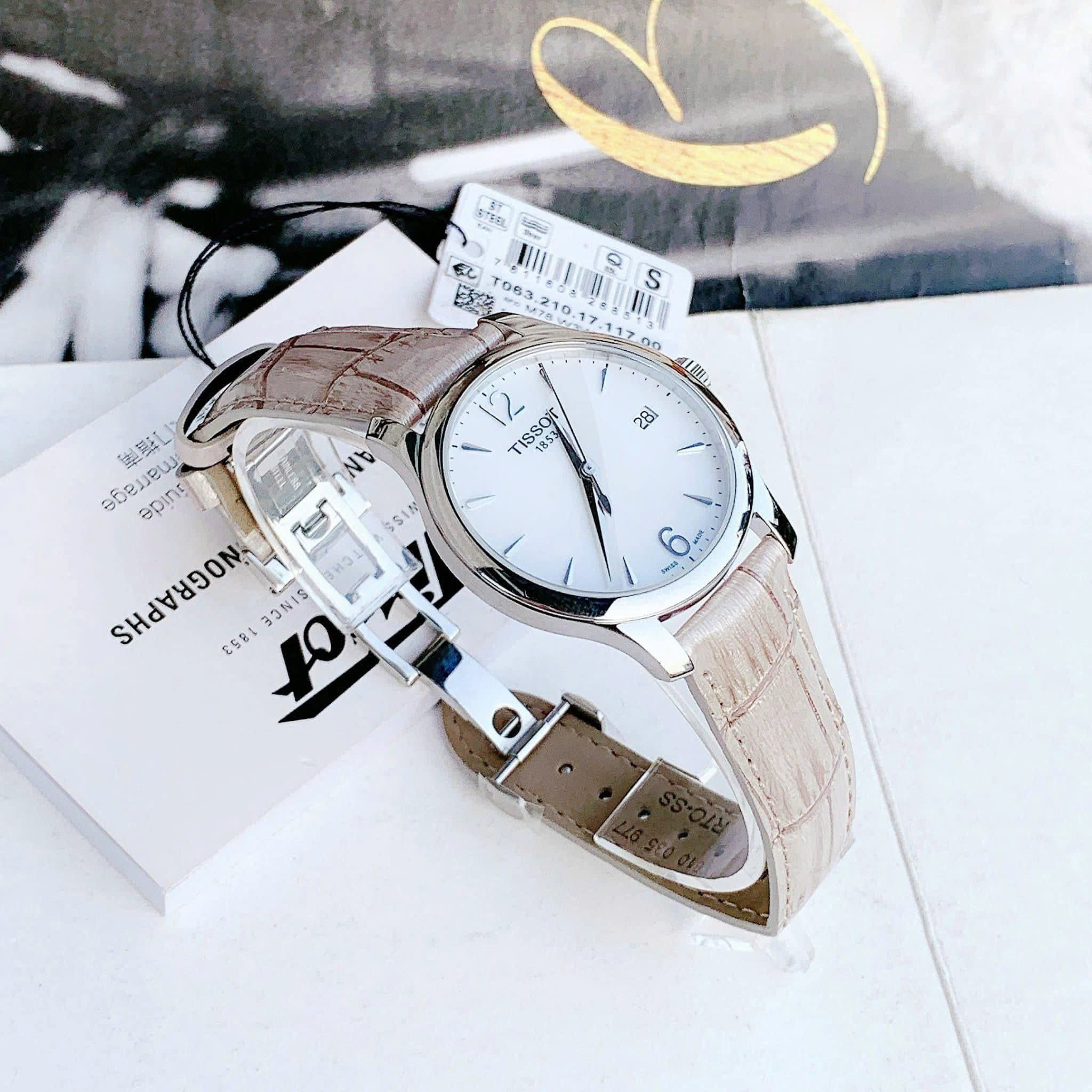 Đồng Hồ Nữ Tissot Tradition T063.210.17.117.00 – Mặt Khảm Trai Mother of Pearl, Sapphire, Quartz ETA, Size 33mm