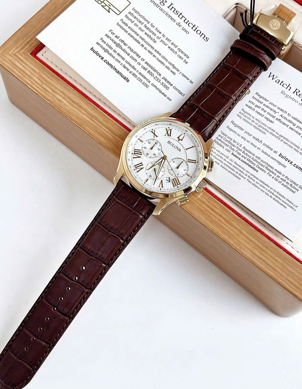 Đồng Hồ Bulova 97B169 Nam Chronograph Dây Da