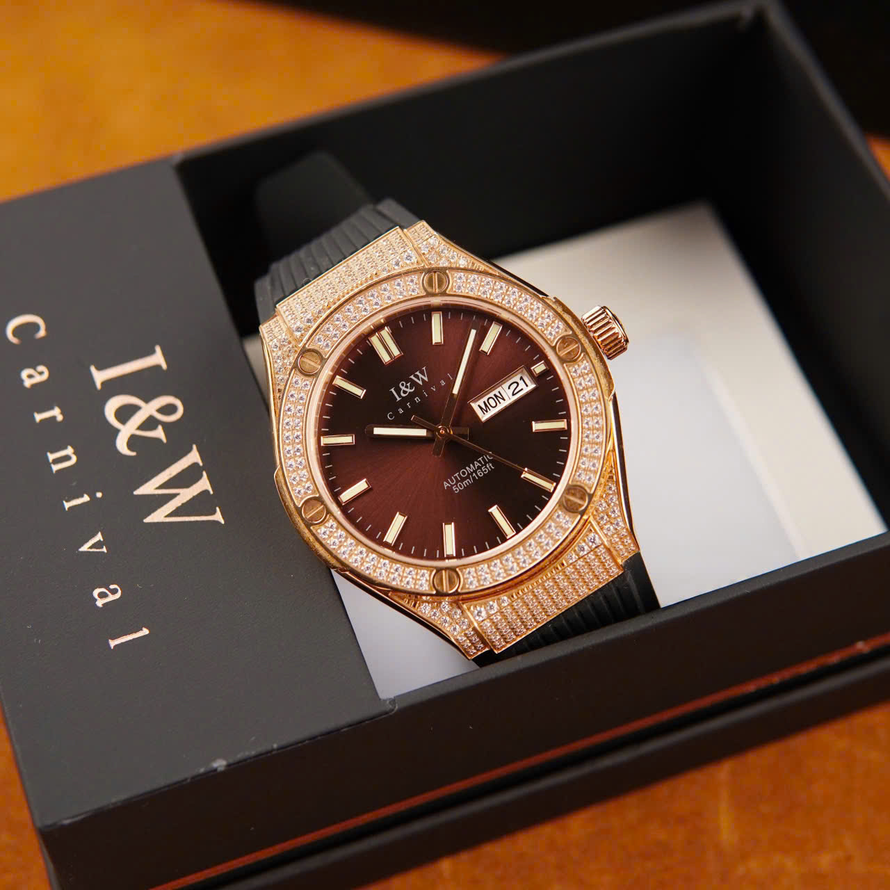 +7 Mẫu Đồng Hồ I&W Carnival 55851G Automatic Sapphire 41mm – Vỏ 316L, Dây Silicon Cao Cấp đủ màu