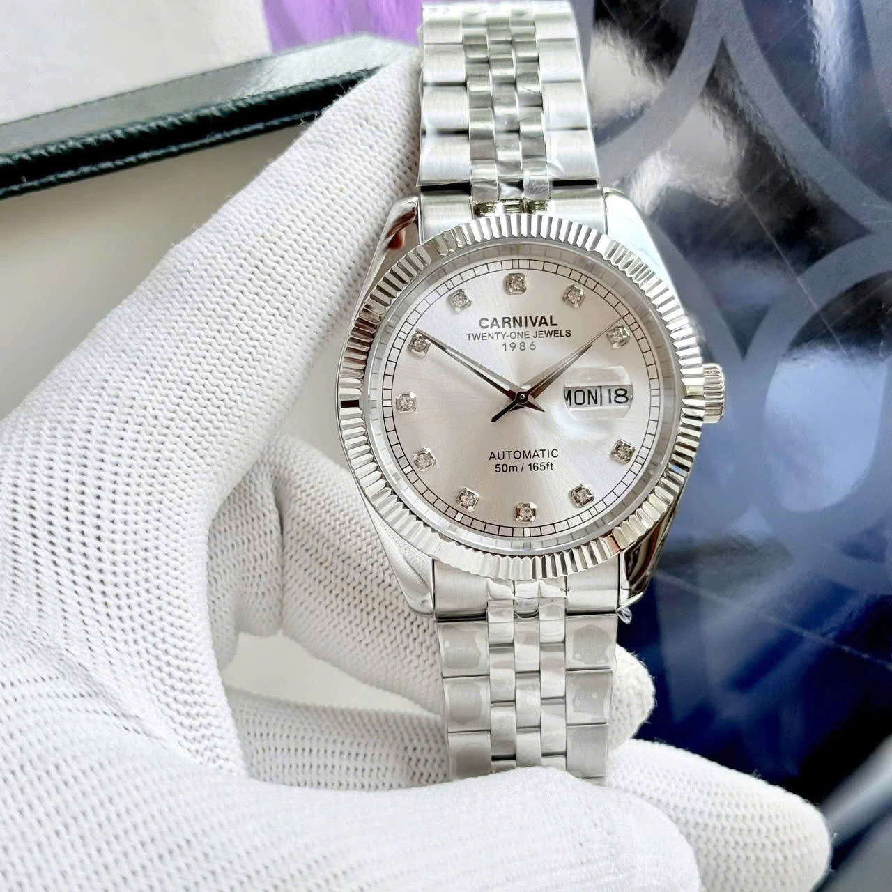 15+ Mẫu Đồng Hồ Carnival 8131G 40mm Automatic Japan – Bezel Khía, Đính Đá Swarovski, Đa Dạng Màu Sắc