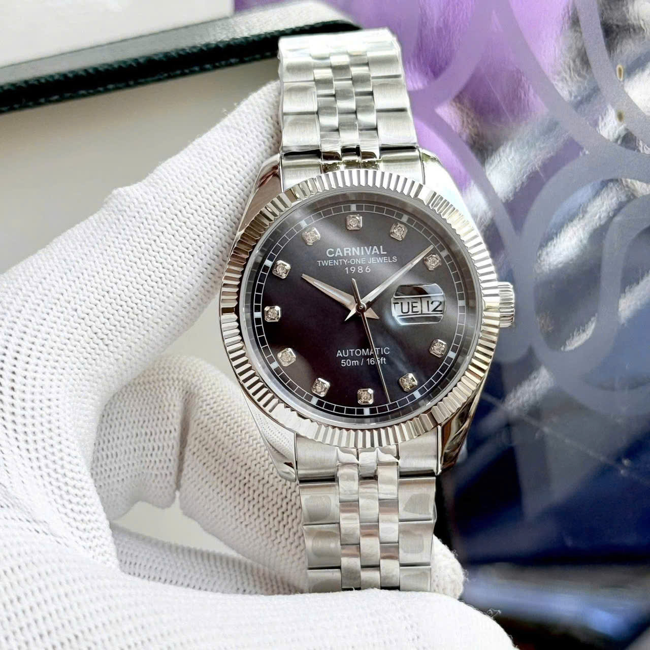 15+ Mẫu Đồng Hồ Carnival 8131G 40mm Automatic Japan – Bezel Khía, Đính Đá Swarovski, Đa Dạng Màu Sắc