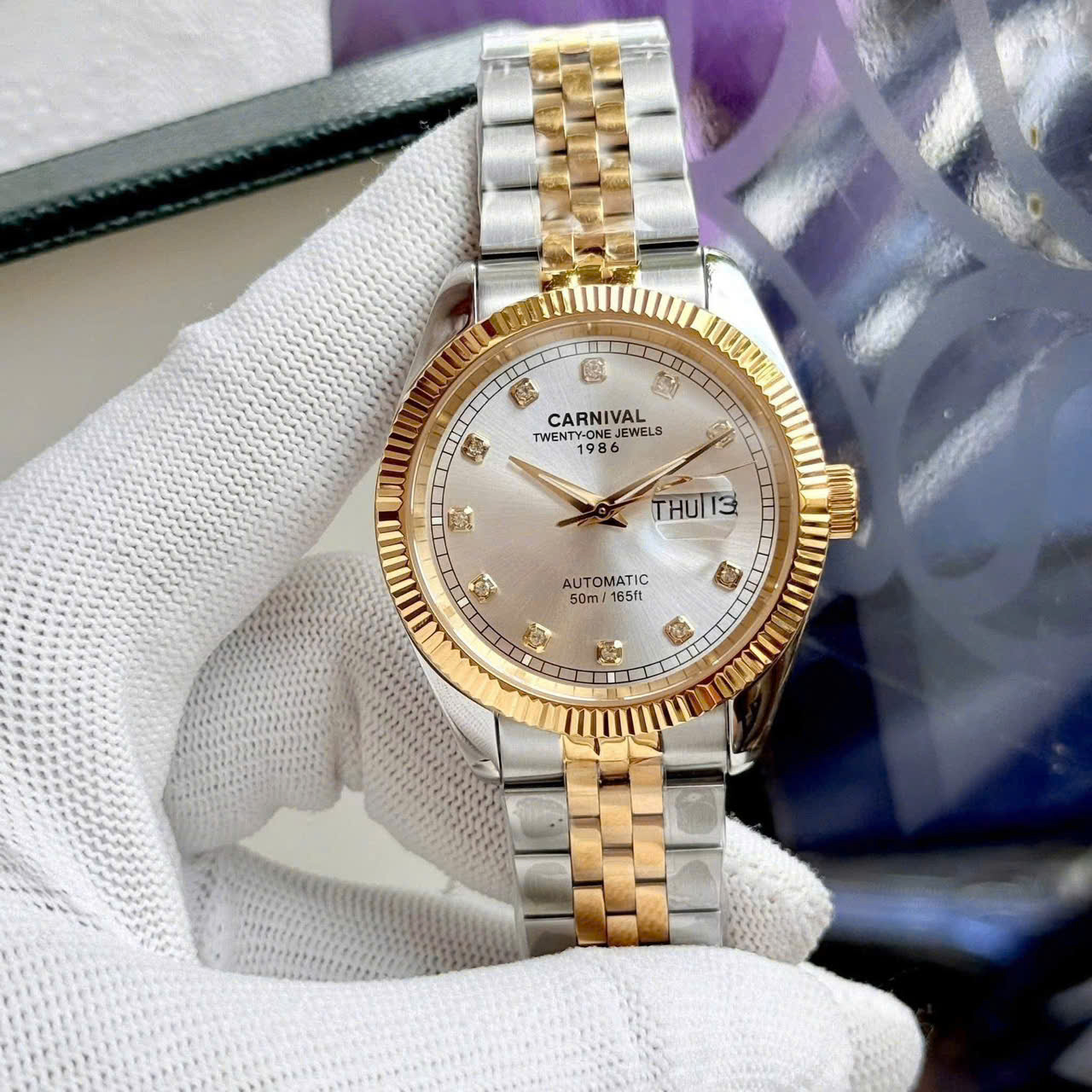 15+ Mẫu Đồng Hồ Carnival 8131G 40mm Automatic Japan – Bezel Khía, Đính Đá Swarovski, Đa Dạng Màu Sắc