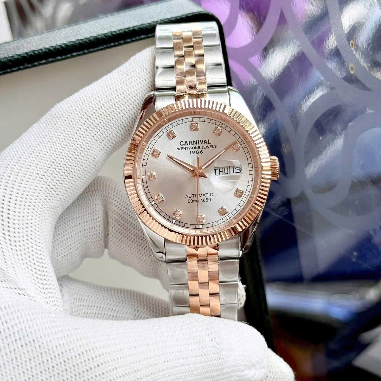 15+ Mẫu Đồng Hồ Carnival 8131G 40mm Automatic Japan – Bezel Khía, Đính Đá Swarovski, Đa Dạng Màu Sắc