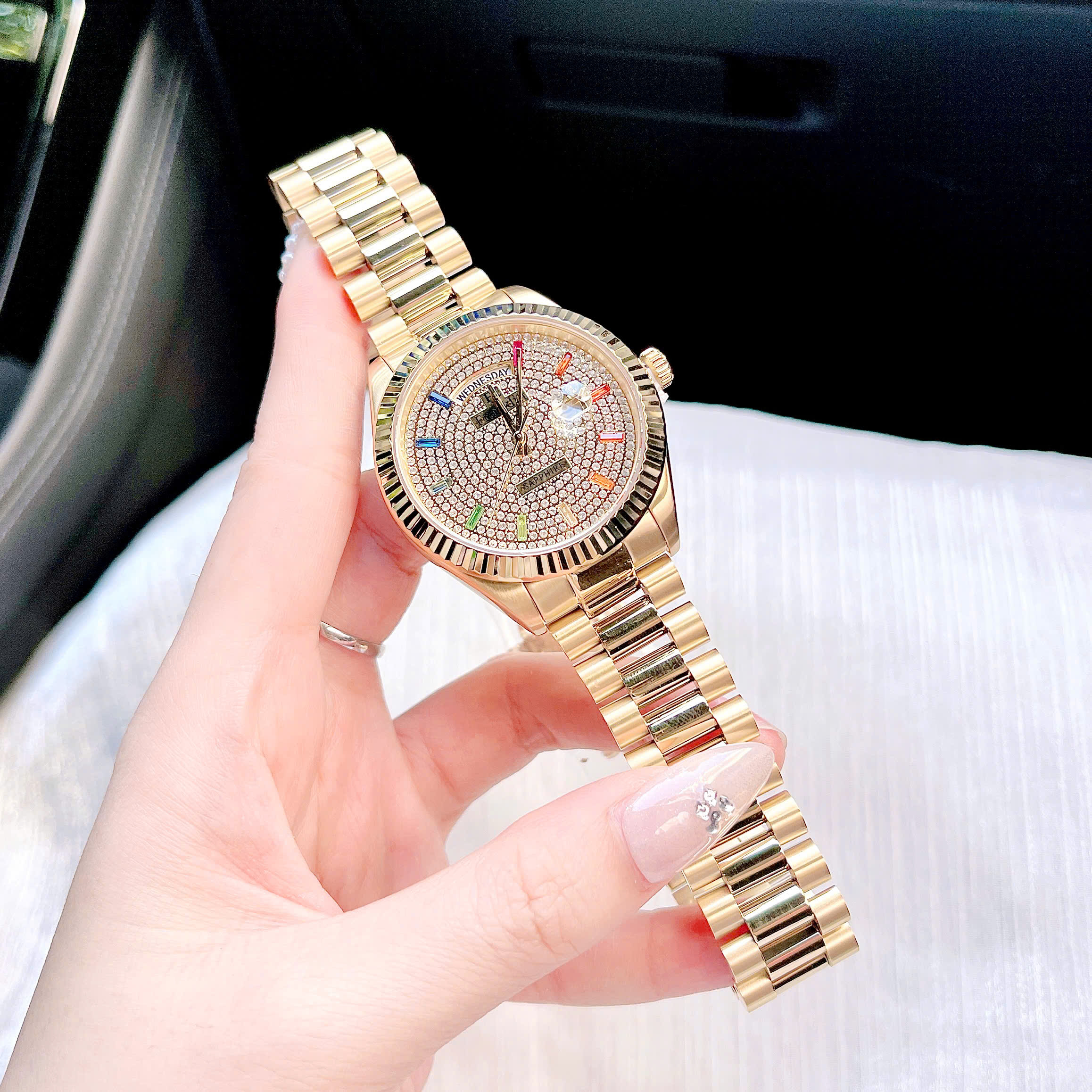 Đồng Hồ Franklin FL5222 Full Pha Lê Demi Silver – Thiết Kế Sang Trọng Tựa Hublot Pave Đẳng Cấp Luxury