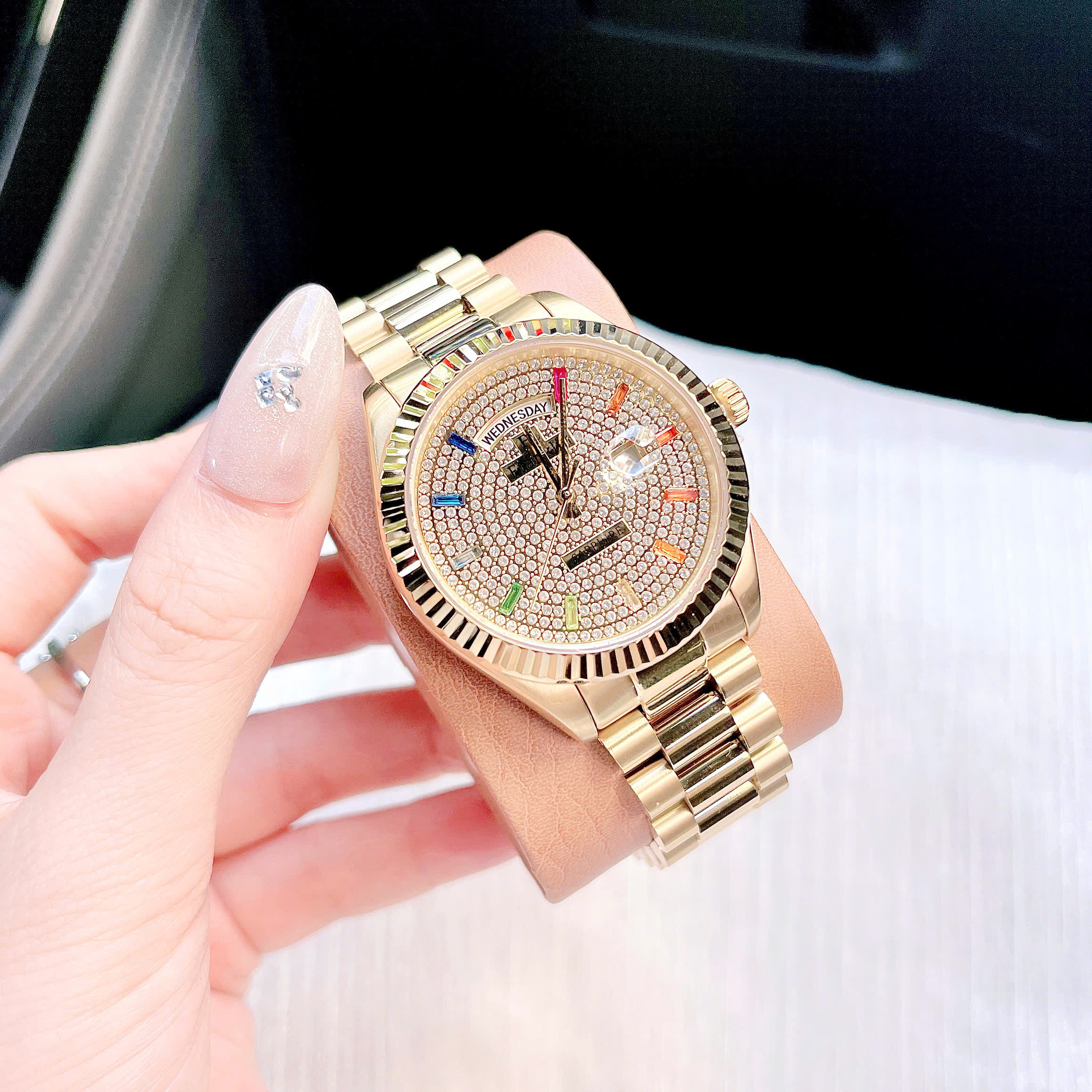 Đồng Hồ Franklin FL5222 Full Pha Lê Demi Silver – Thiết Kế Sang Trọng Tựa Hublot Pave Đẳng Cấp Luxury