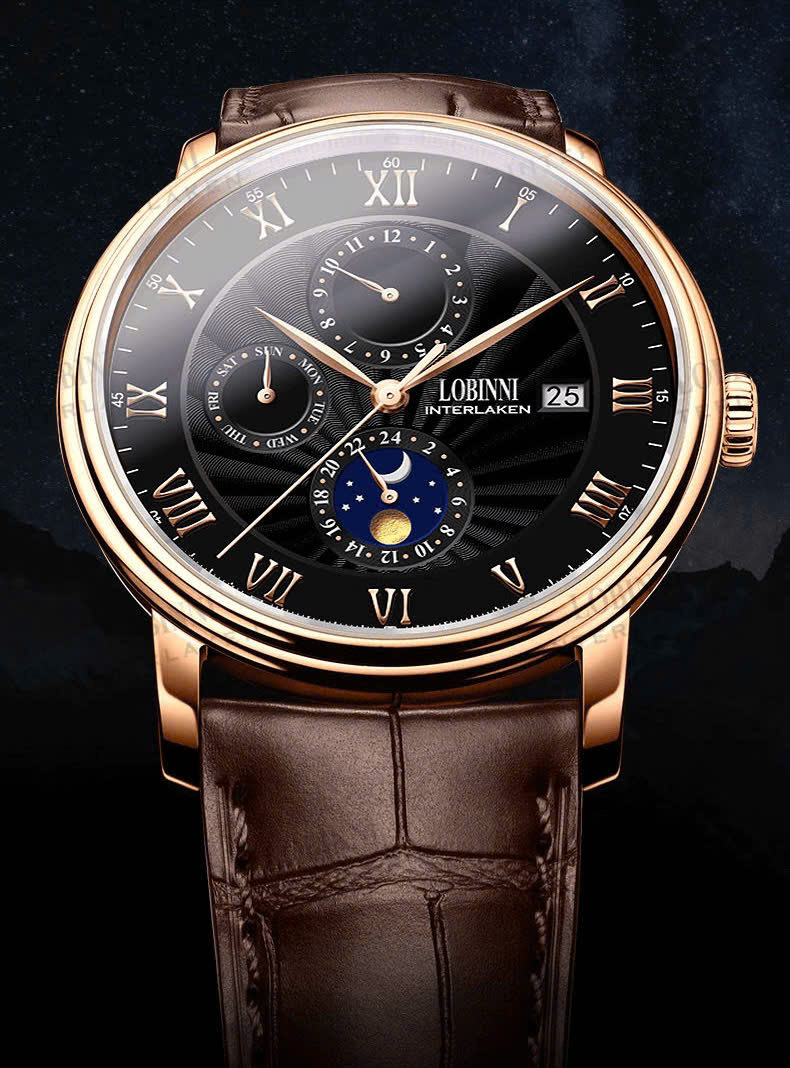 Đồng hồ LOBINNI REF.1023 SUN & MOON: Thanh lịch – Chuẩn men – Đậm cá tính | Thiết kế cơ Automatic đẳng cấp dành cho quý ông hiện đại