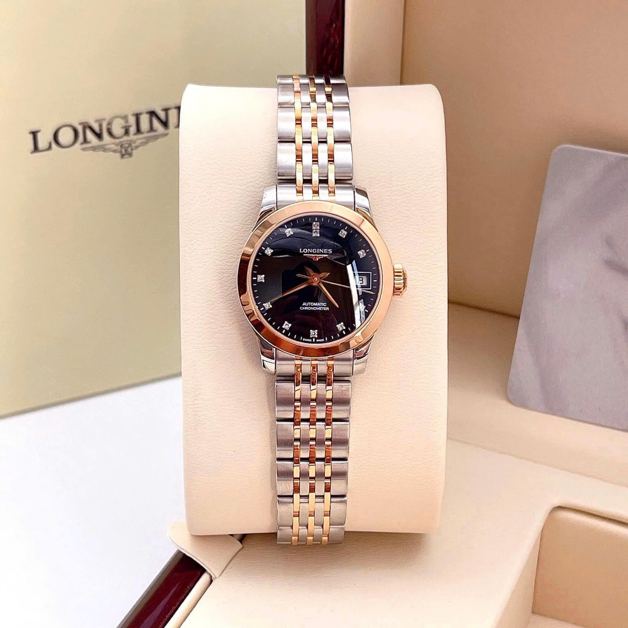 Đồng hồ Longines L2.320.5.57.7 DemiRose – Kim cương tự nhiên, vàng 18K cap 200, chuẩn Chronometer cho quý cô đẳng cấp