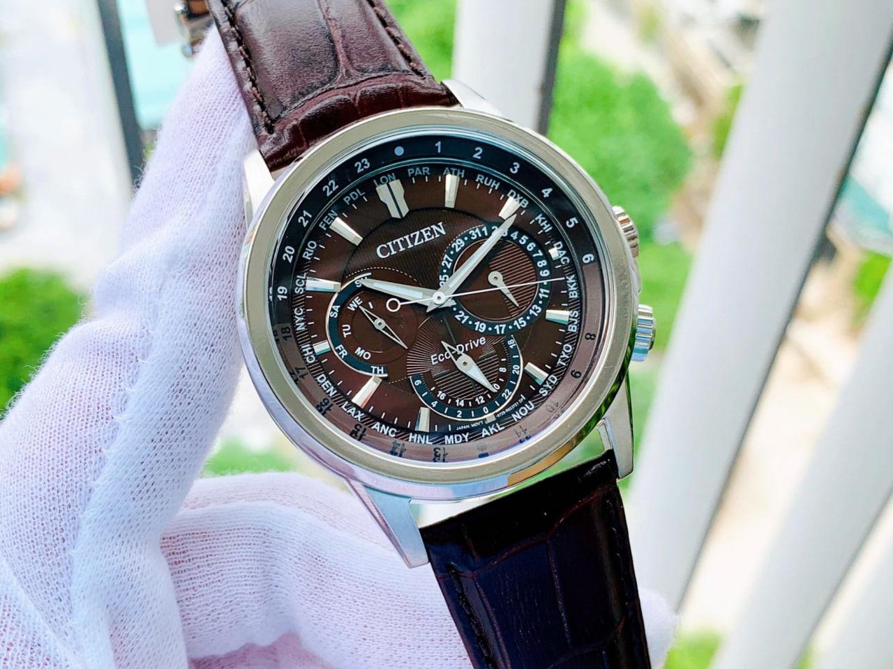 Đồng Hồ Nam Citizen Eco-Drive CBU2020-29X Màu Nâu - Năng lượng ánh sáng, đa chức năng World Time, thiết kế mạnh mẽ 44mm