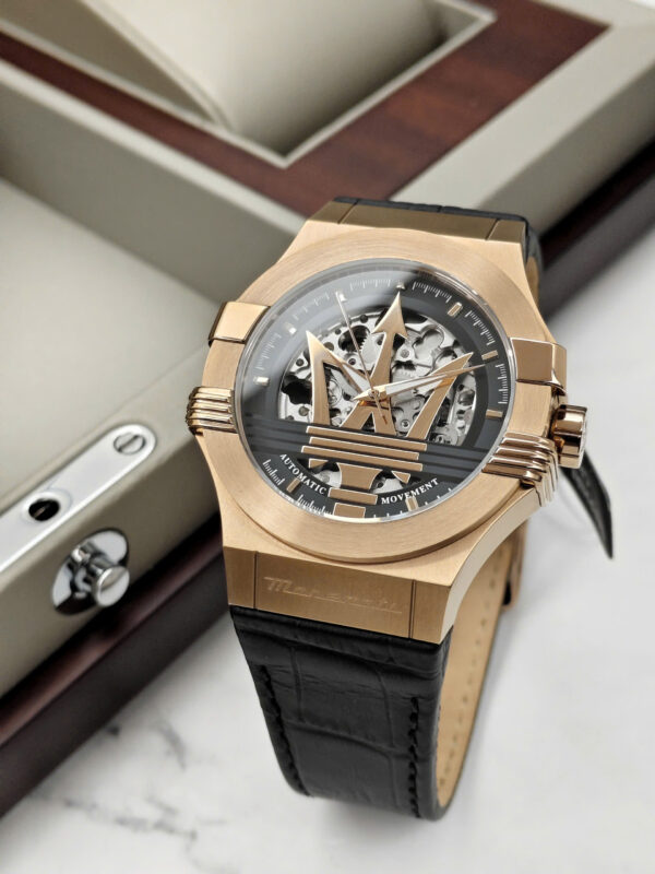 Đồng Hồ Nam Maserati Potenza R8821108053 Automatic Rose Gold – Mặt Đen, Dây Da, Size 42mm