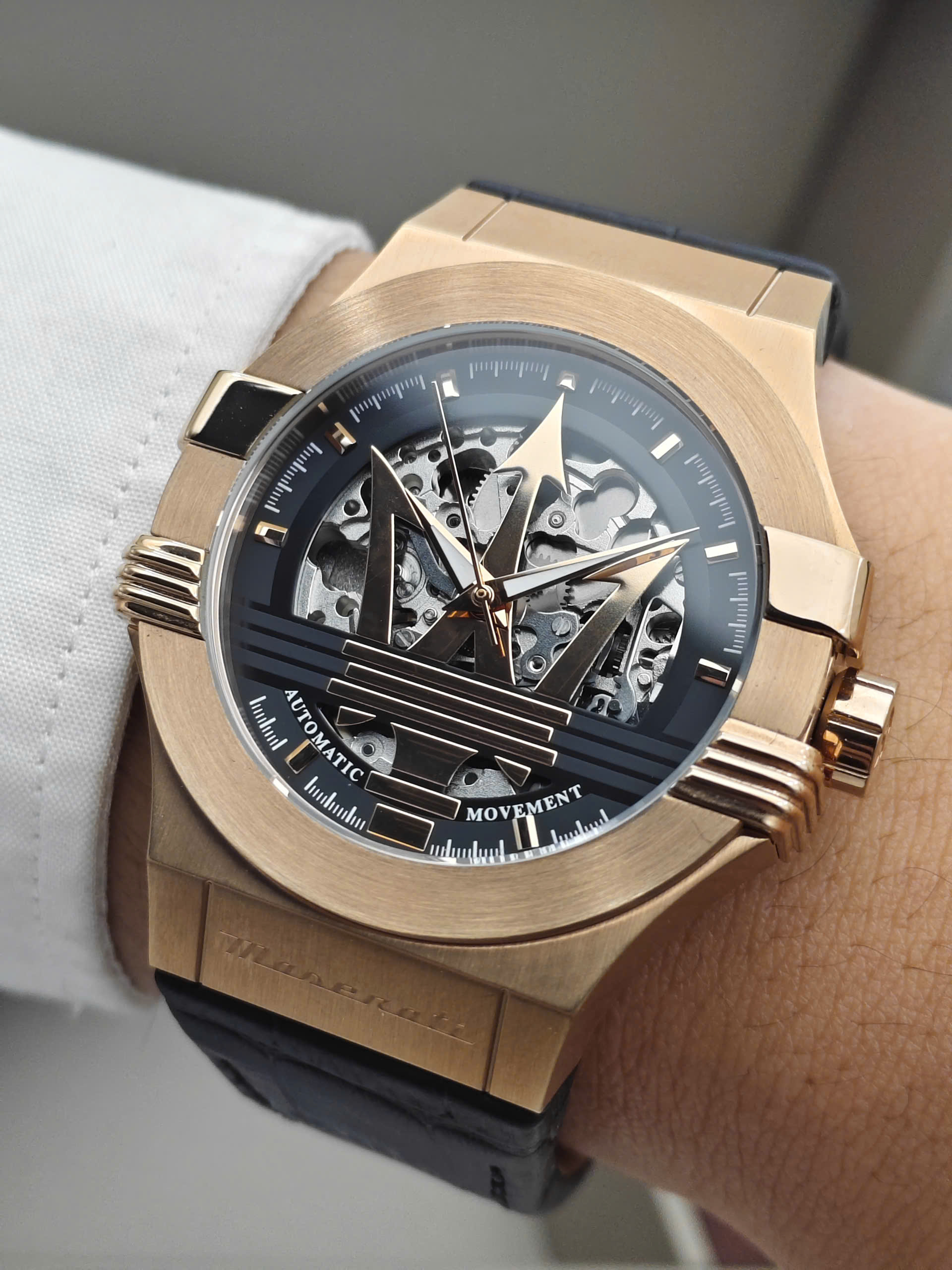 Đồng Hồ Nam Maserati Potenza R8821108053 Automatic Rose Gold – Mặt Đen, Dây Da, Size 42mm