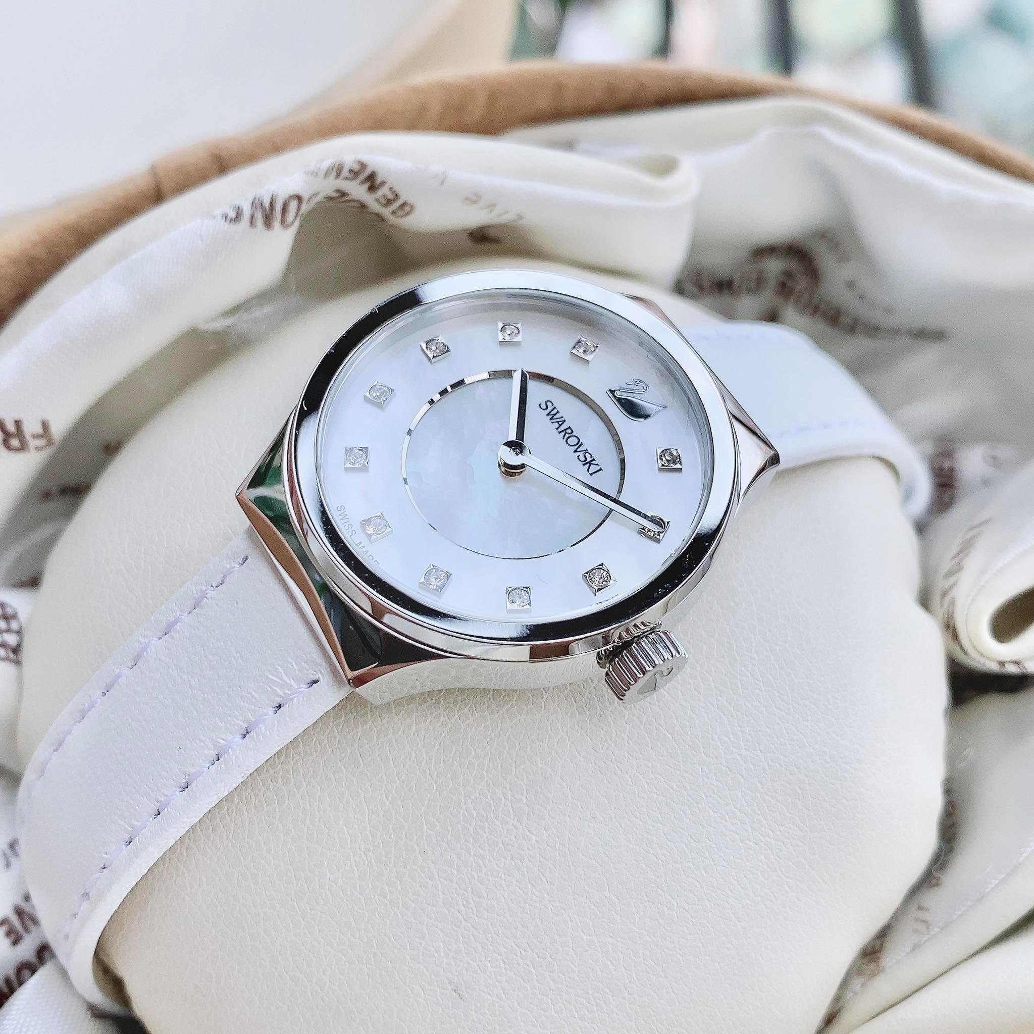 Đồng Hồ Nữ Swarovski Dreamy Watch Leather Strap, White, Stainless Steel 5199946 Màu Trắng