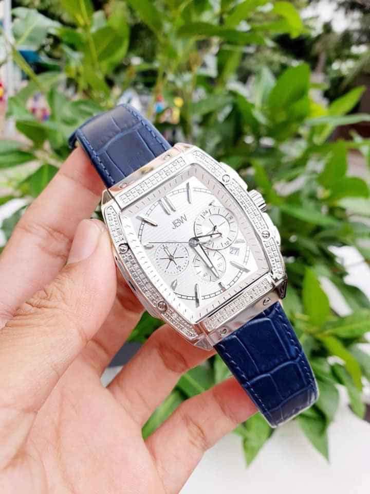 Đồng Hồ Nam JBW Echelon Quartz Silver Dial Blue Leather Men's Watch J6379C Màu Xanh Bạc