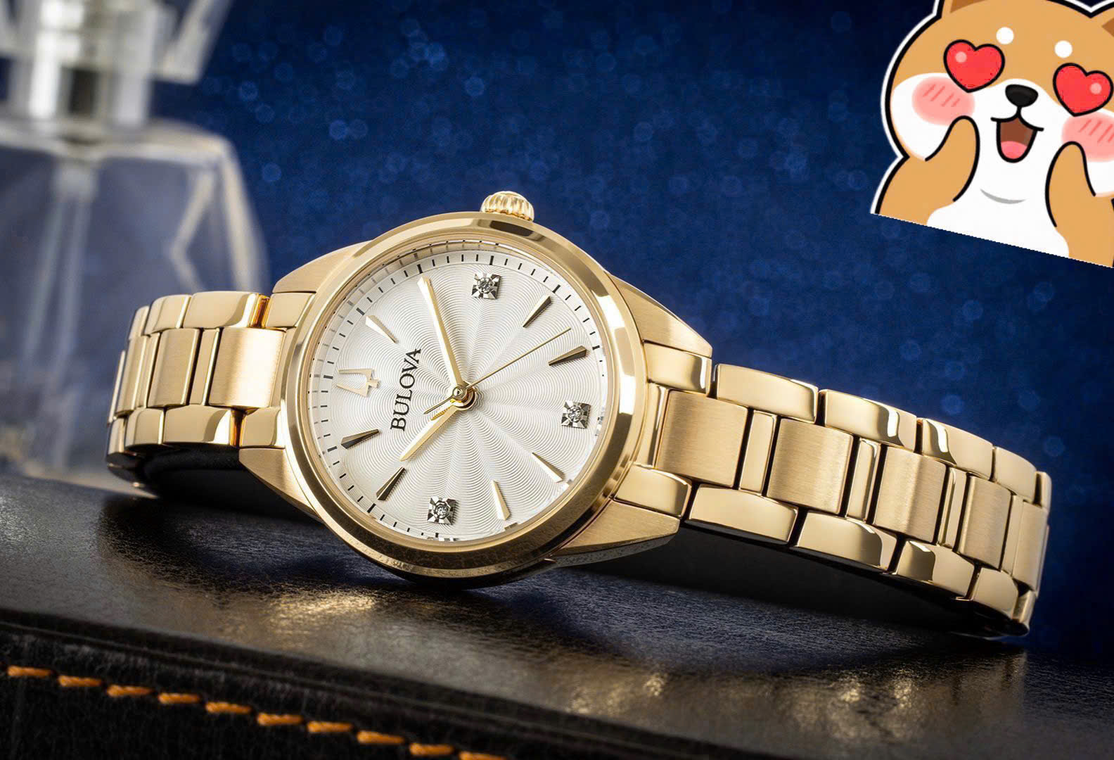 Đồng hồ Bulova 97P150 Nữ – Đính Diamond, Dây PVD Vàng Sang Trọng