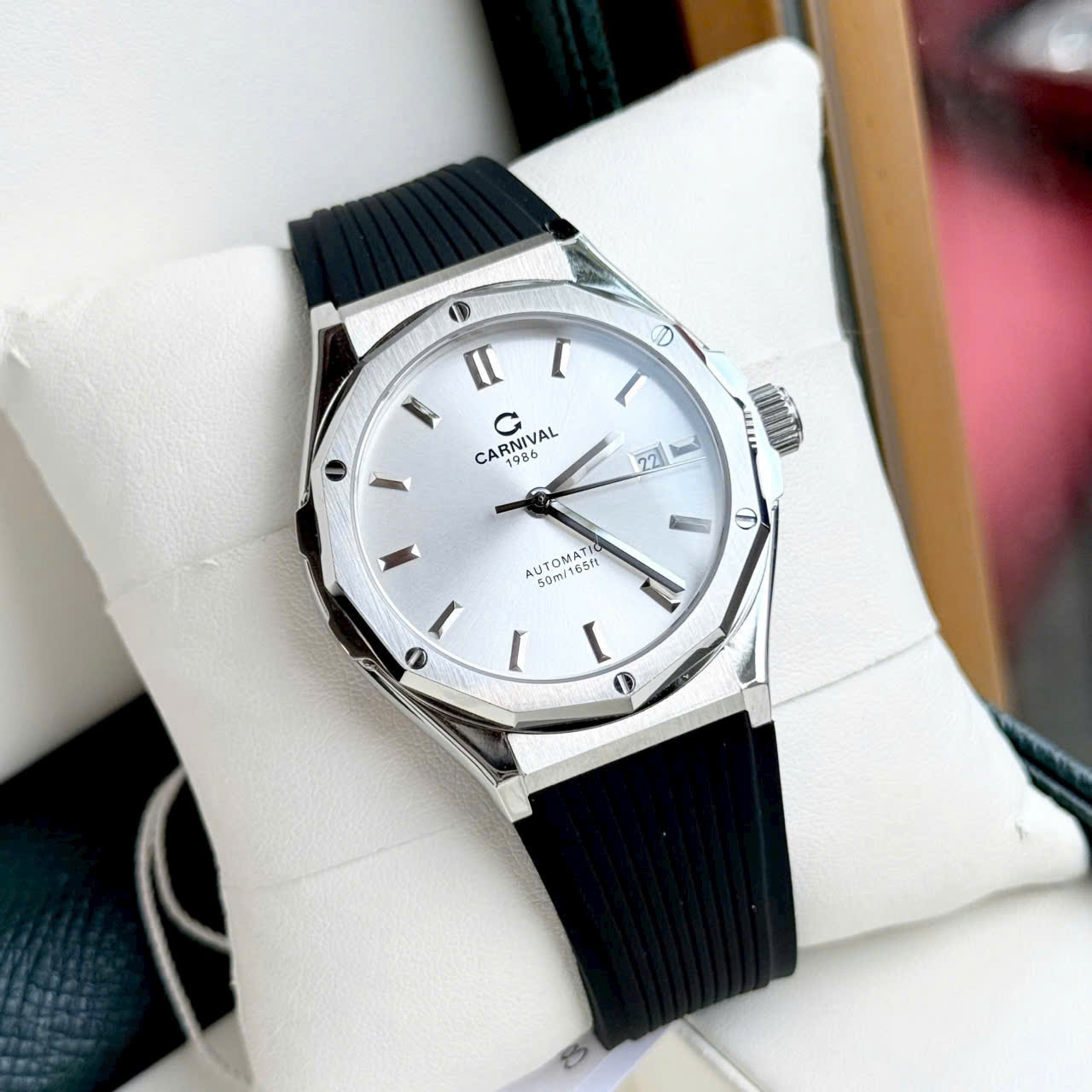 Đồng Hồ Nam Carnival 8168G-VT-DCS-T – Automatic Chính Hãng, Dây Cao Su Thể Thao, Mặt Sapphire Sang Trọng