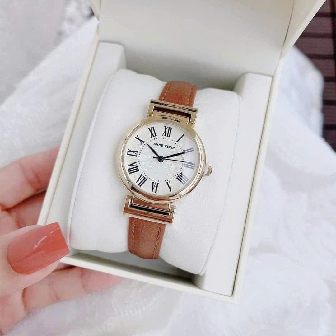Đồng Hồ Anne Klein Gold-Tone And Honey Leather Strap Ladies Watch AK/2246CRHY Màu Trắng Vàng