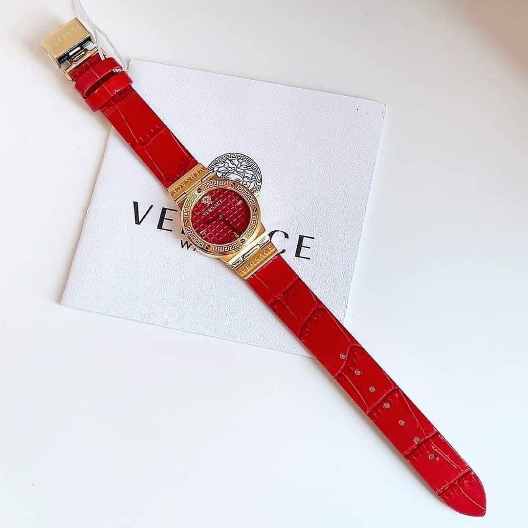 Đồng Hồ Versace Greca Logo Mini Red Dial Leather