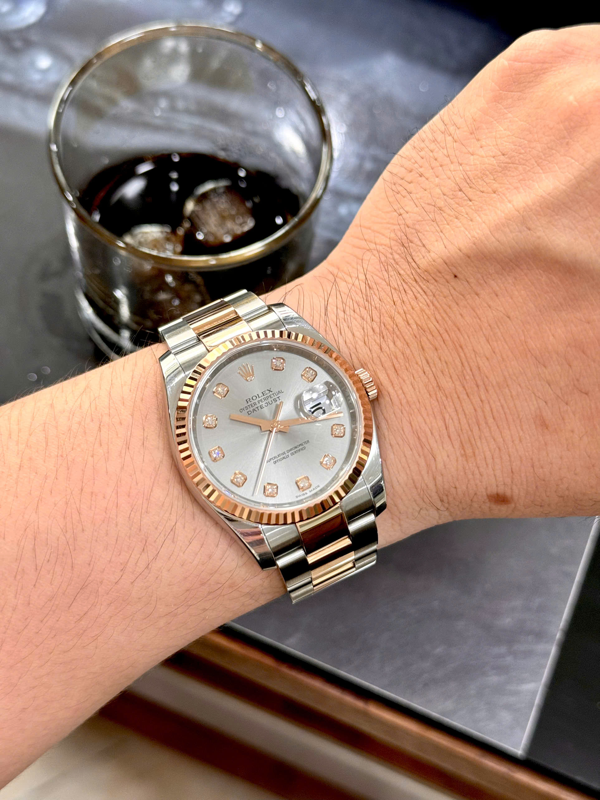 Đồng hồ Rolex Datejust 116231 – Mặt tia xám lông chuột, đính kim cương